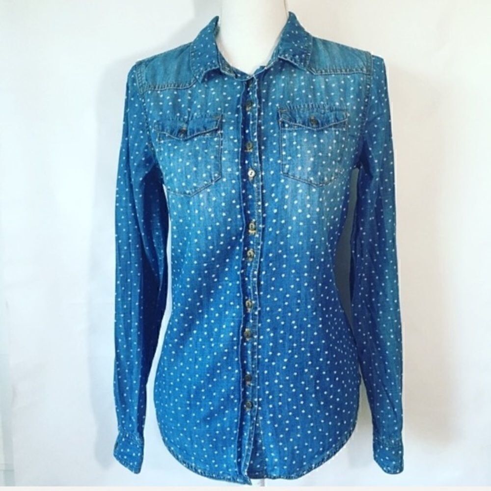 Forever 21 Life Progress Chambray Button Down Top - Picture 4 of 6